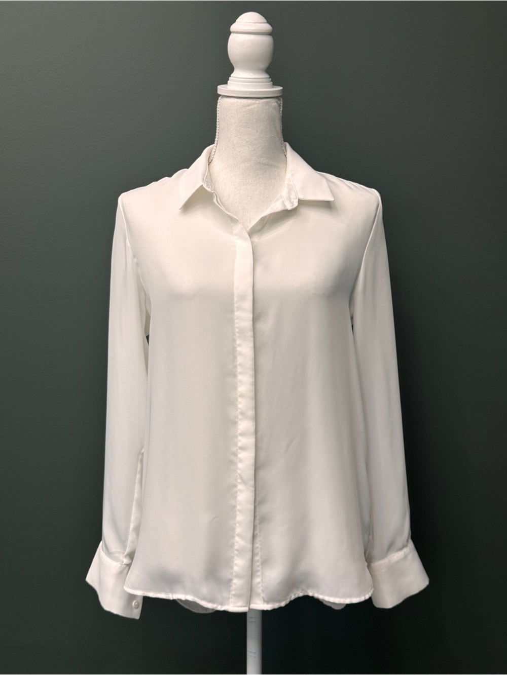 H&M White Button-Down Long Sleeve Blouse Sheer